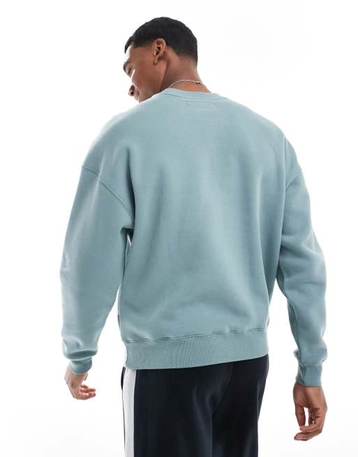 Hollister quarter zip sweatshirt top with contrast piping in blue