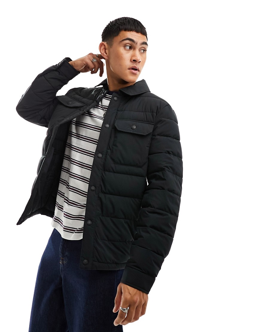 Hollister quilted shirt jacket with lining in black