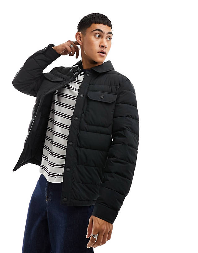 Hollister - quilted shirt jacket with lining in black