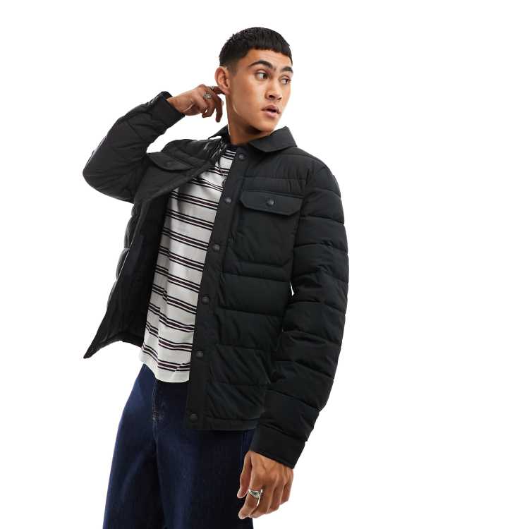 Hollister quilted shirt jacket with lining in black
