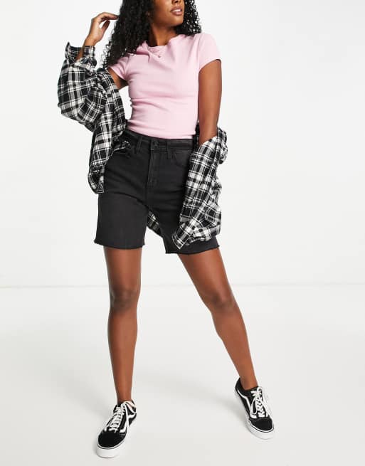 Hollister black discount denim shorts