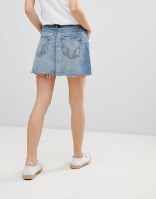 hollister denim mini skirt