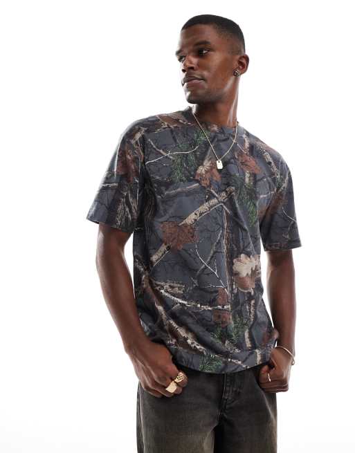 Hollister - Recht T-shirt met wassing in camouflageprint