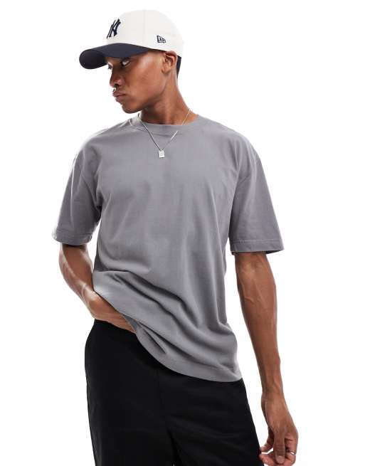 Hollister - Recht T-shirt van zware stof met rechte pasvorm in grijs