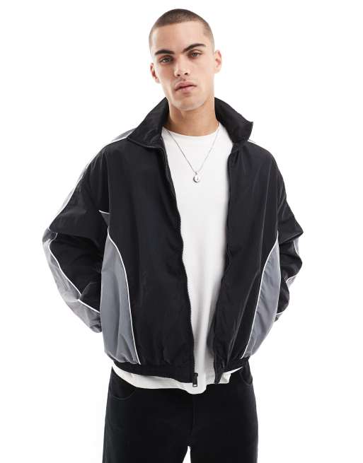 Hollister - Recht windjack met contrast in zwart multi