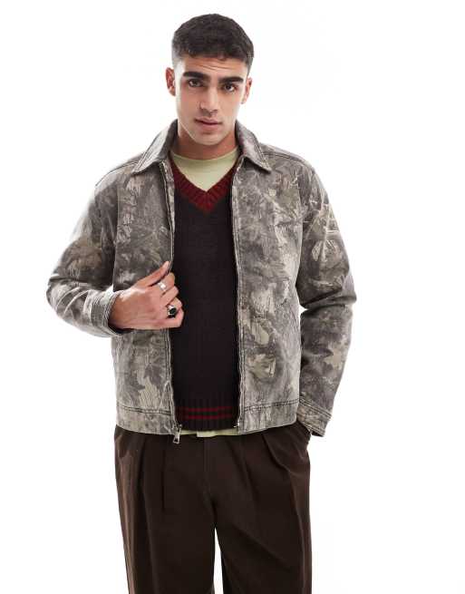 Hollister - Recht workwear denim jack in camouflageprint