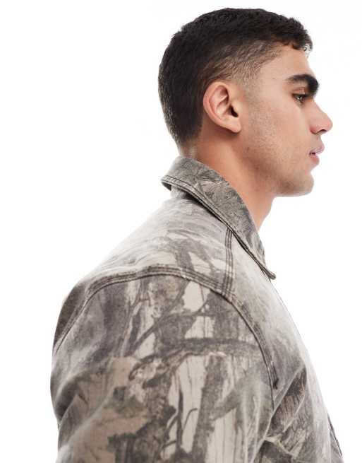Hollister - Recht workwear denim jack in camouflageprint, 3 van 4