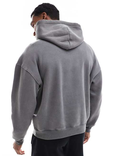 Hollister - Rechte hoodie in grijs met wassing, 3 van 4