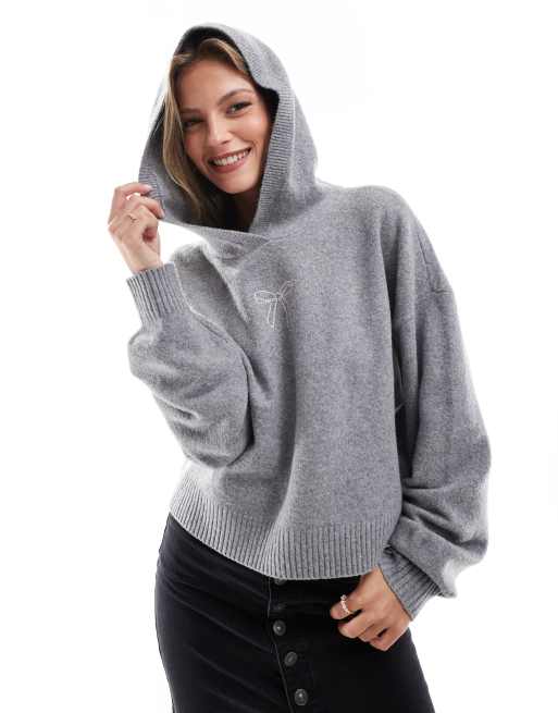 Hollister - Rechte hoodie met strikje in grijs