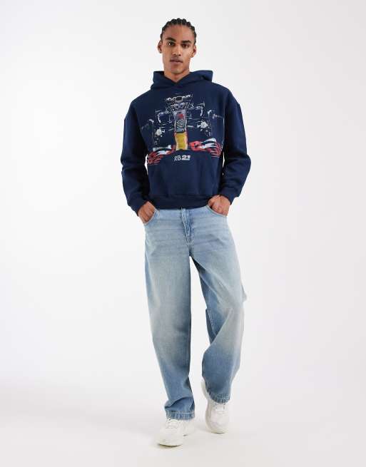 Hollister Red Bull boxy hoodie in navy, 2 of 5