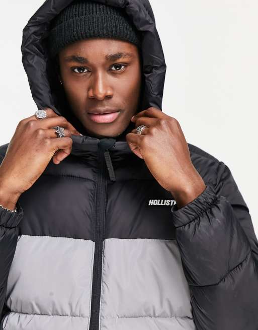 Stay warm in style with this Hollister color block puffer jacket