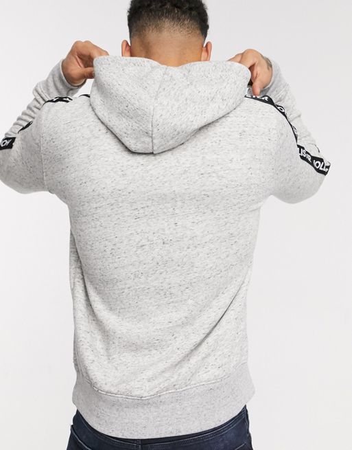 Hollister regular fit hoodie in grey with chest logo and sleeve
