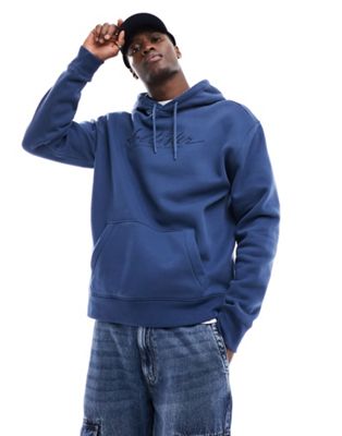 Hollister relaxed fit hoodie with embroidered chest logo in blue