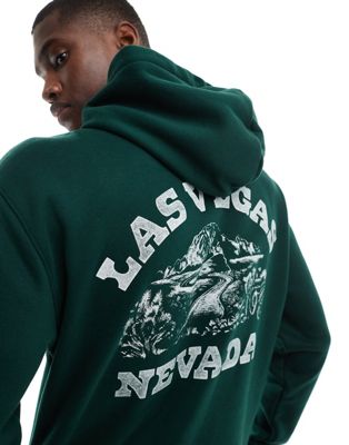 Hollister relaxed fit hoodie with Las Vegas back print in green