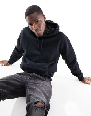 Hollister relaxed fit hoodie with side seam zip in black