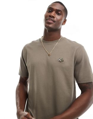 Hollister relaxed fit t-shirt in brown with logo print
