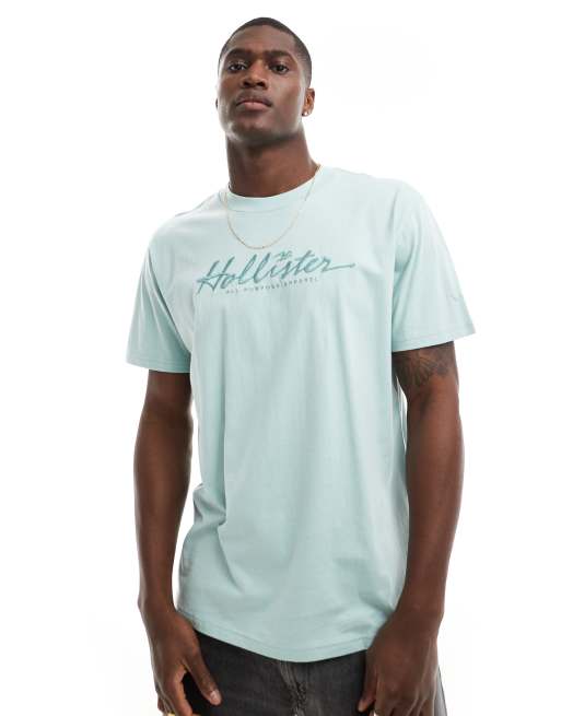 Hollister relaxed fit t shirt with tonal embroidery logo in light blue