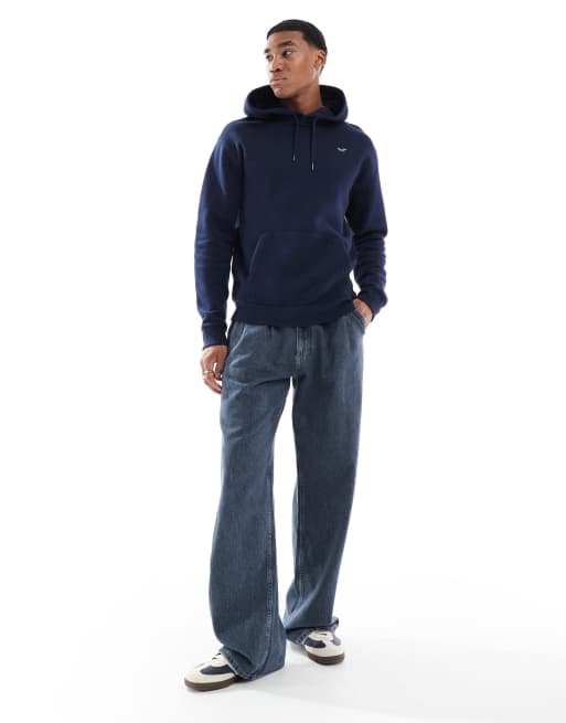 Hollister relaxed icon hoodie in navy, 3 of 4
