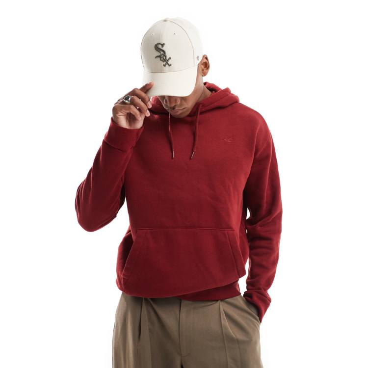 Hollister relaxed icon hoodie in red ASOS