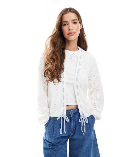 Hollister relaxed open cardigan in white