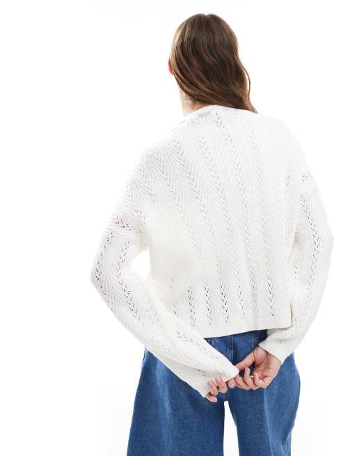 Hollister relaxed open cardigan in white