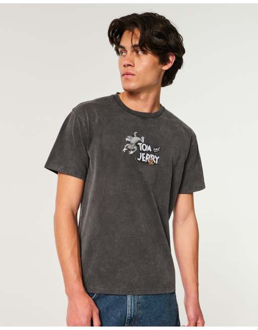 Hollister Relaxed tom and jerry graphic tee in charcoal, 1 of 5