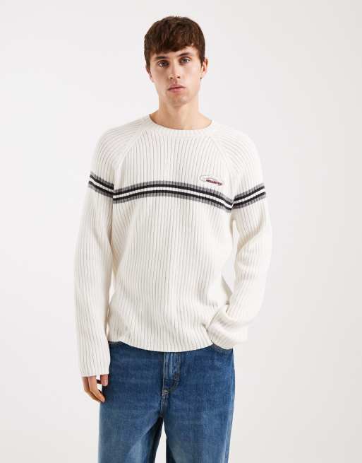 Hollister retro knit crew neck sweater in white