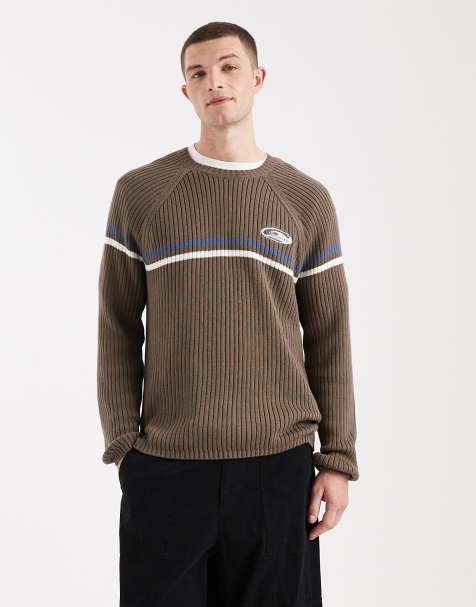 Hollister retro knitted crew neck jumper in brown - view 1