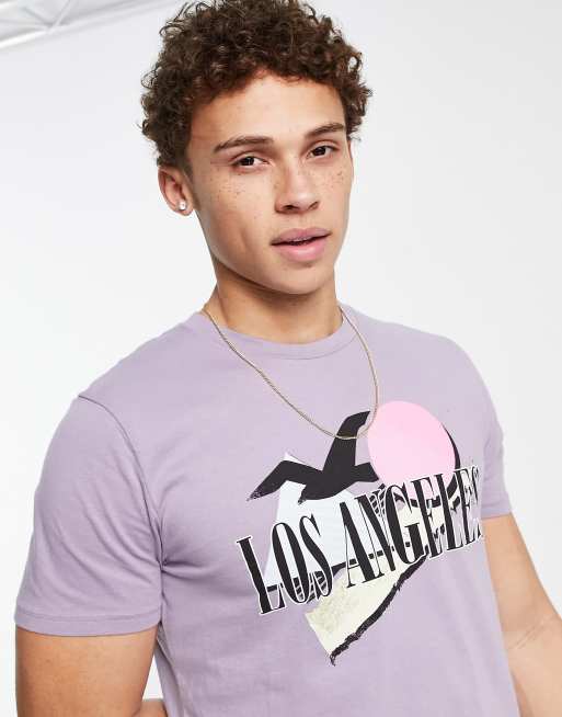 Hollister retro logo t-shirt in lilac