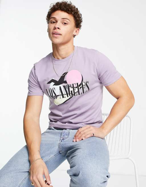 Hollister retro logo t-shirt in lilac, 4 of 4