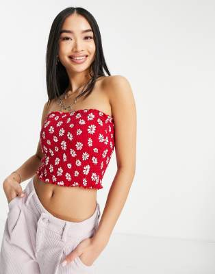 Hollister reverisble shirred tube top in floral print