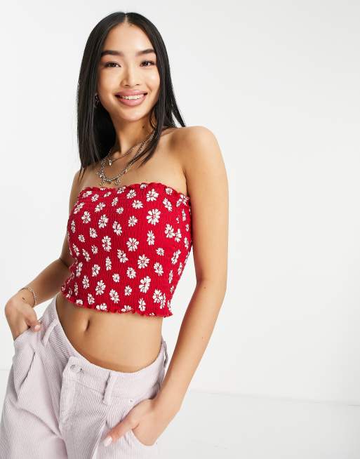 Hollister reverisble shirred tube top in floral print