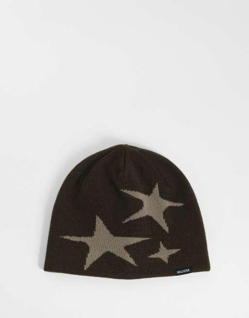 Hollister reversible graphic beanie in brown, 1 of 3