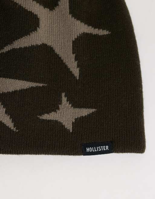 Hollister reversible graphic beanie in brown, 2 of 3