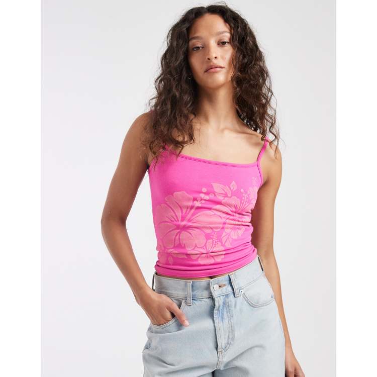 Hollister reversible hibiscus flower graphic cami in pink | ASOS