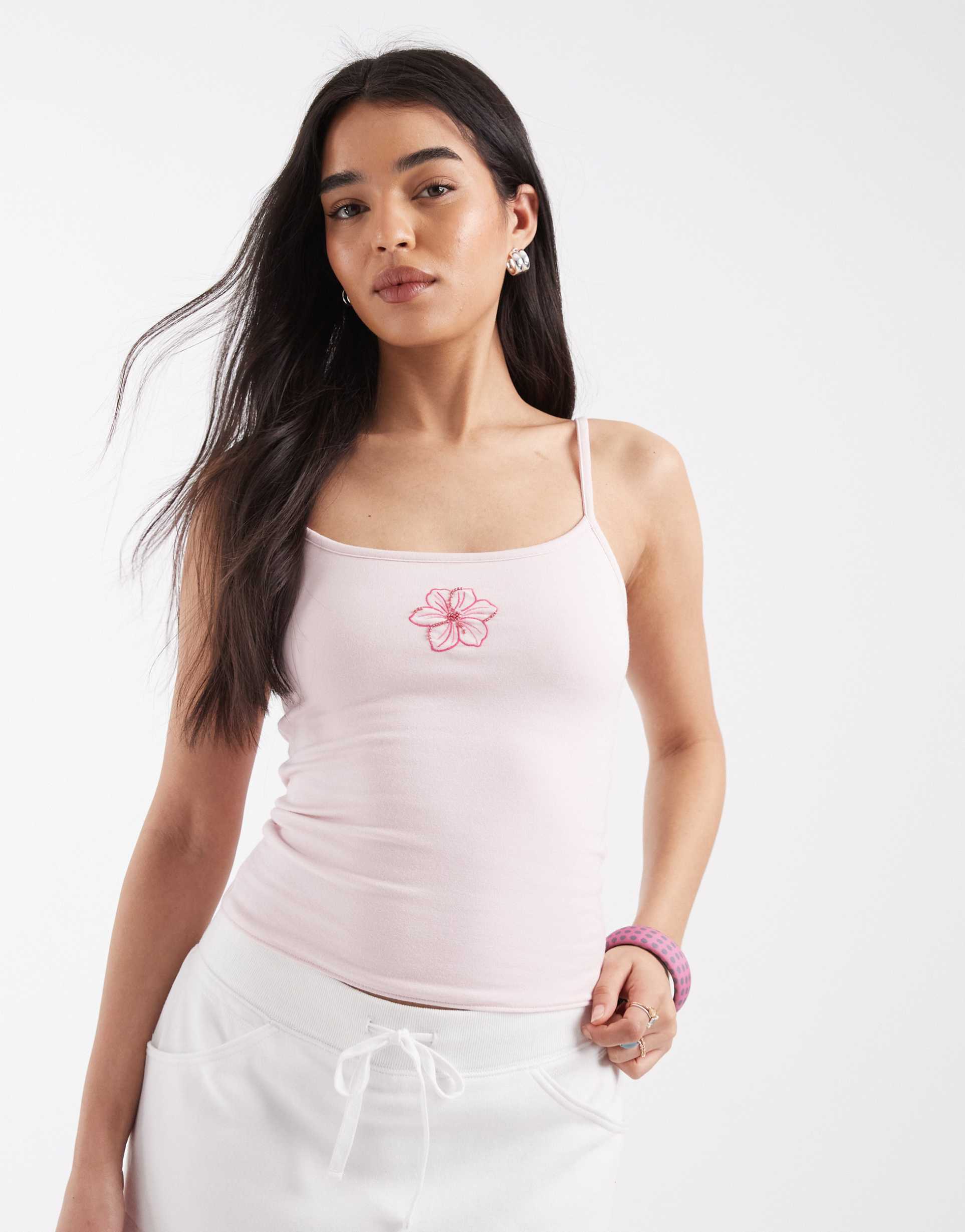 hollister reversible mini flower graphic cami in pink