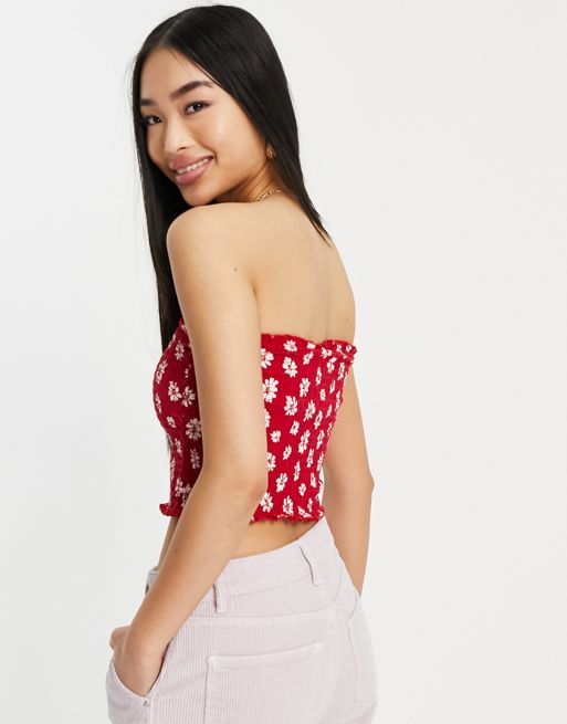 Hollister reverisble shirred tube top in floral print