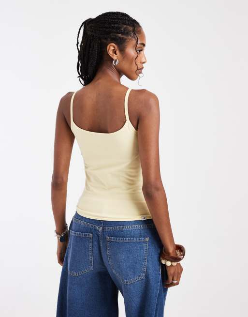 Hollister reversible square neck cami in grey and yellow, 4 of 4