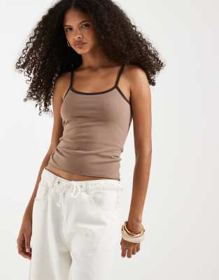 Двухсторонний топ на бретелях с квадратным вырезом Hollister коричневого цвета brown