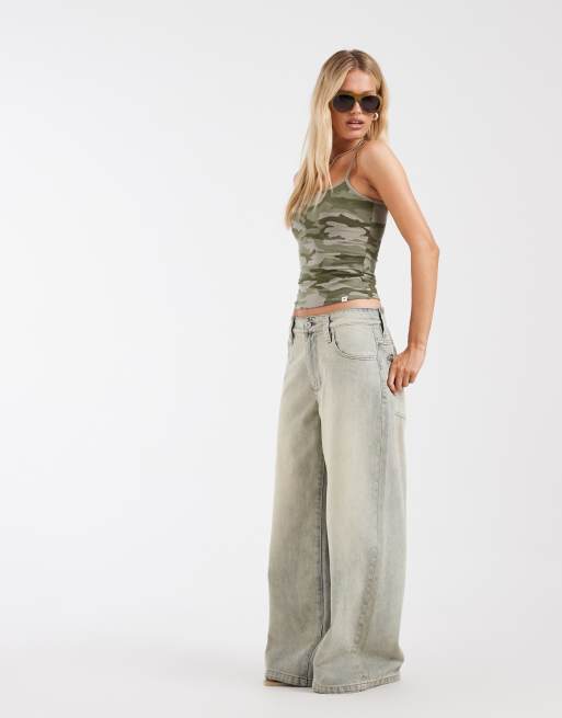 Hollister reversible square neck cami top in camo print, 4 of 4