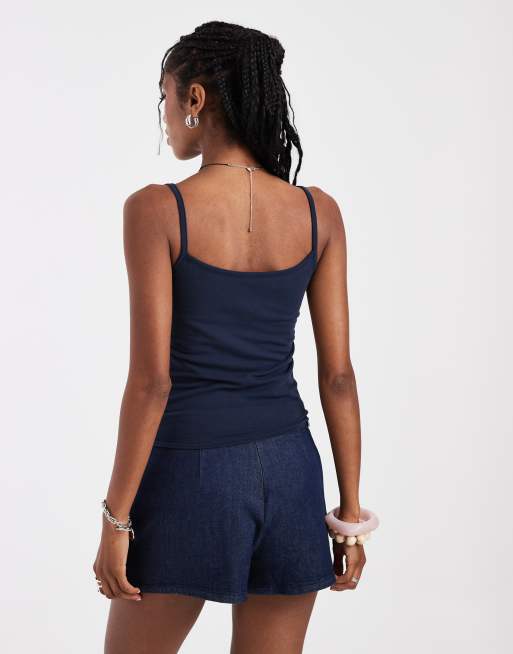 Hollister reversible square neck cami top in gray and navy, 2 of 4