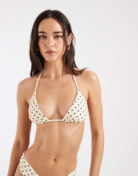 Hollister reversible triangle bikini top in yellow polka dots - part of a set - view 1