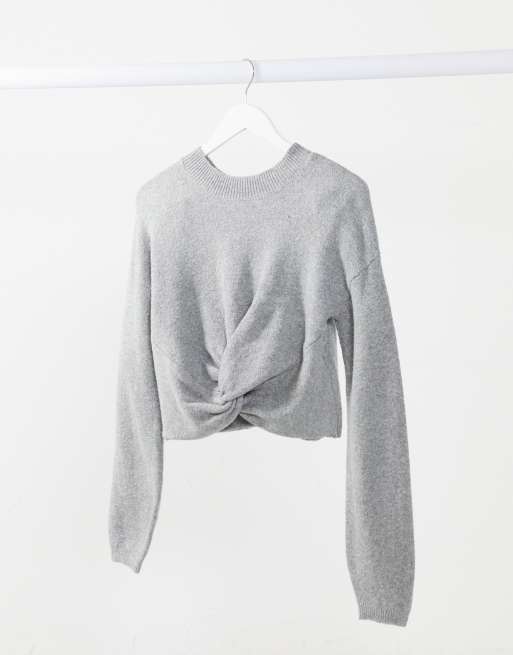 Grey twist front deals jumper