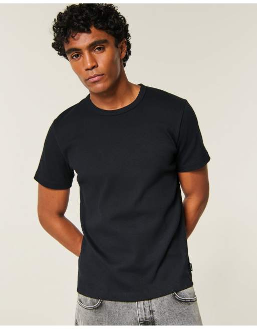 Hollister Rib crew t-shirt in black, 1 of 5