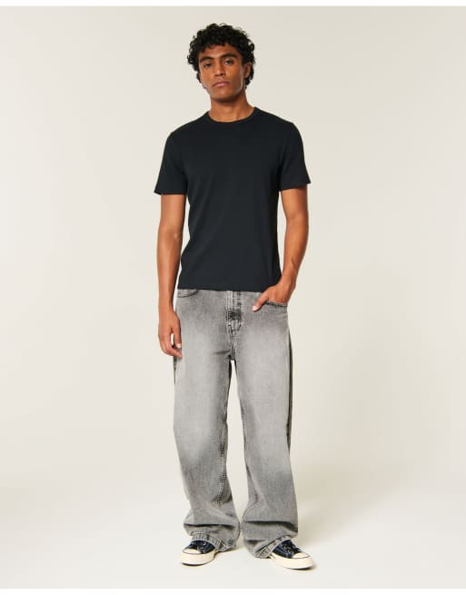 Hollister Rib crew t-shirt in black, 2 of 5