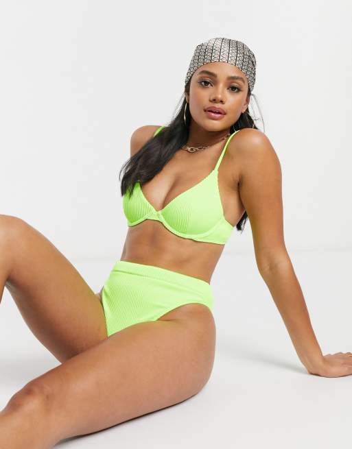 Hollister rib high waisted bikini bottom ASOS