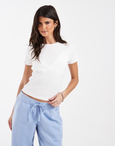 Hollister ribbad baby tee i vitt - view 1
