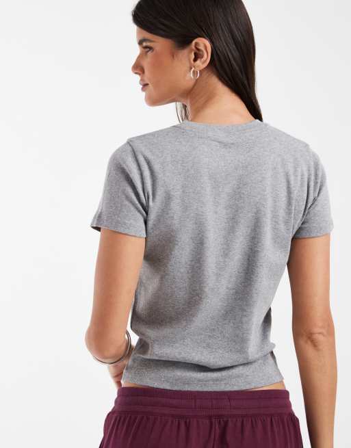Hollister ribbed baby tee in grey, 4 of 4
