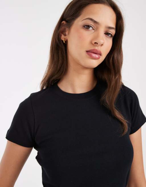 Hollister ribbed baby tee in navy, 3 of 4