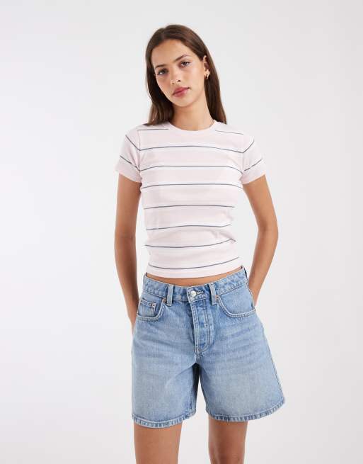 Hollister ribbed baby tee in pink, 2 of 4
